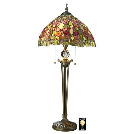 DESIGN TOSCANO Croton Leaves Tiffany-Style Stained Glass Lamp TF85001